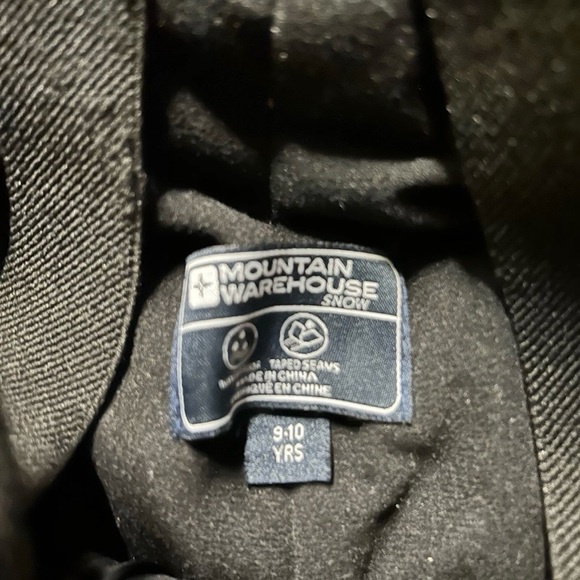 Youth Mountain Warehouse Snow Black Snow Pants Suspenders Size 9/10 Double Knee - Picture 4 of 4